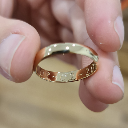 Wedding Ring Geometric Handmade Engraving