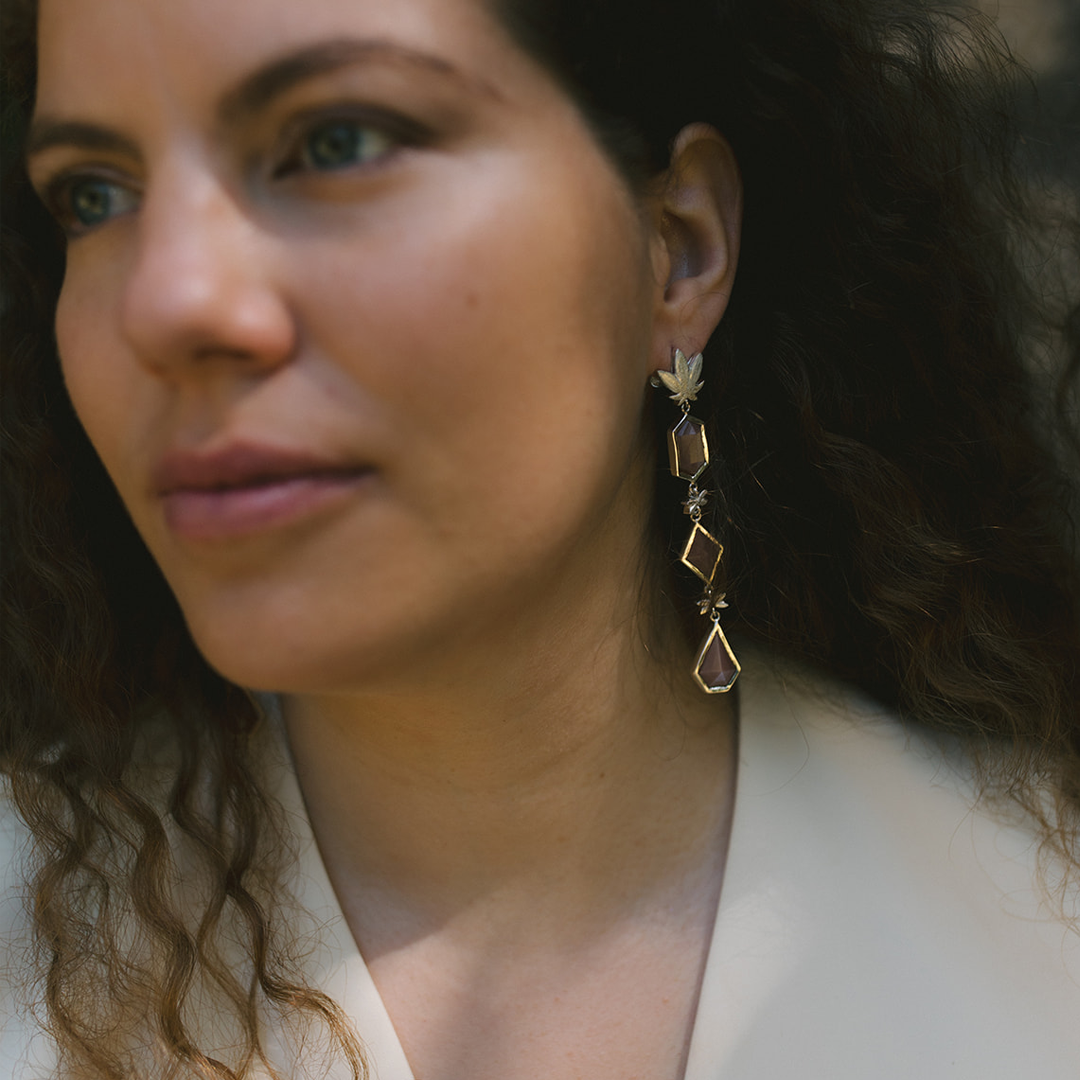 Fancy Chocolate Nature Silver Earrings