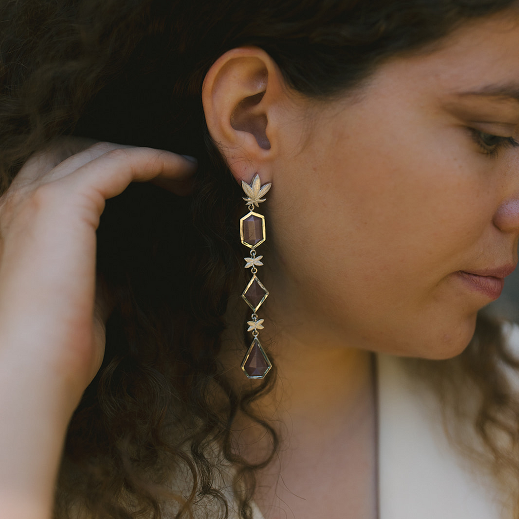 Fancy Chocolate Nature Silver Earrings