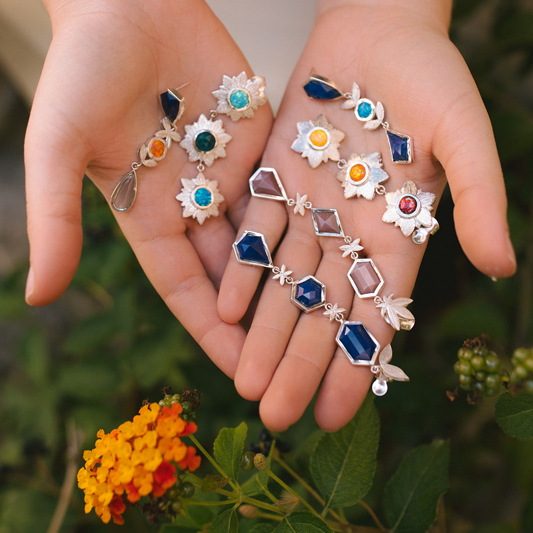 Fancy Chocolate Nature Silver Earrings