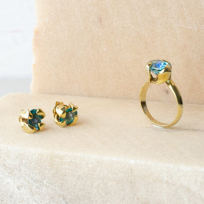 Princess Nature Paraíba Quartz Jewelry Set | Earrings and Ring