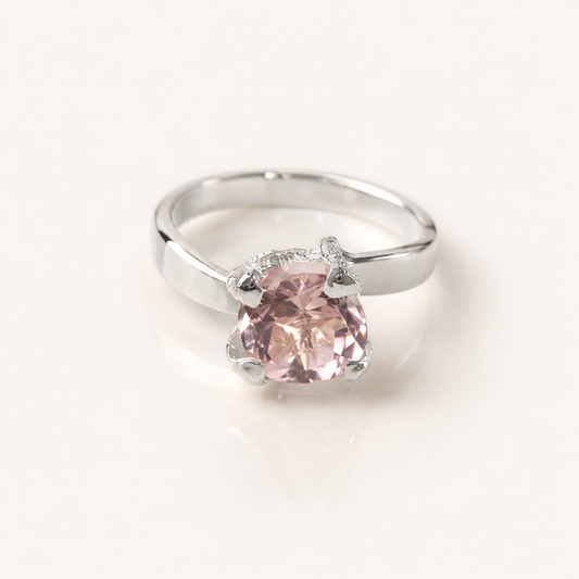 Princess Nature Amethyst Silver Ring