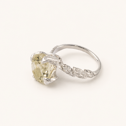 Princess Nature Green Amethyst Silver Ring