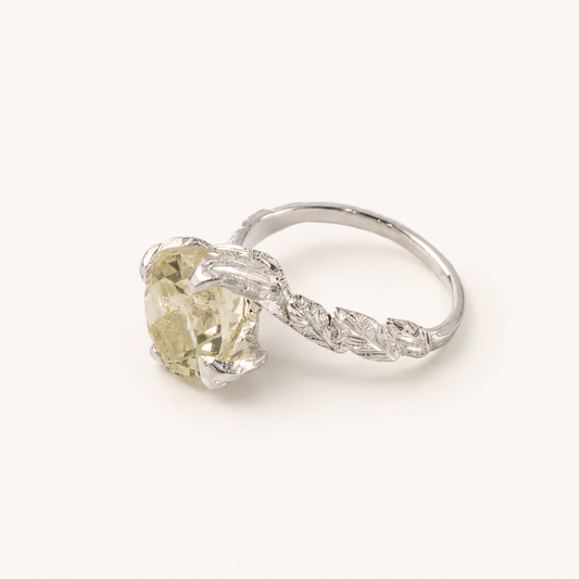 Princess Nature Green Amethyst Silver Ring