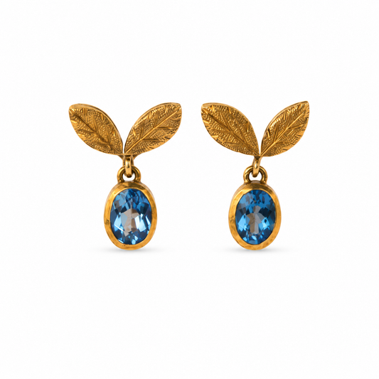 Celestial Dew Blue Topaz Gold Plated Silver Earrings