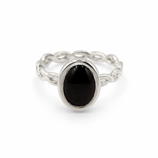 Starlight Black Star Sapphire Doublet Silver Ring