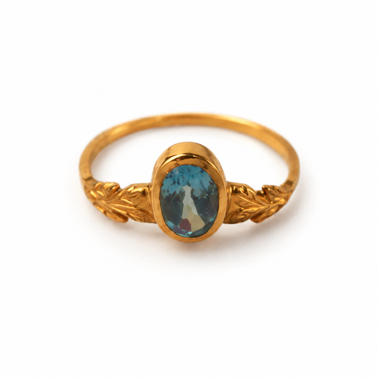 Celestial Dew Blue Topaz Gold Plated Silver Ring