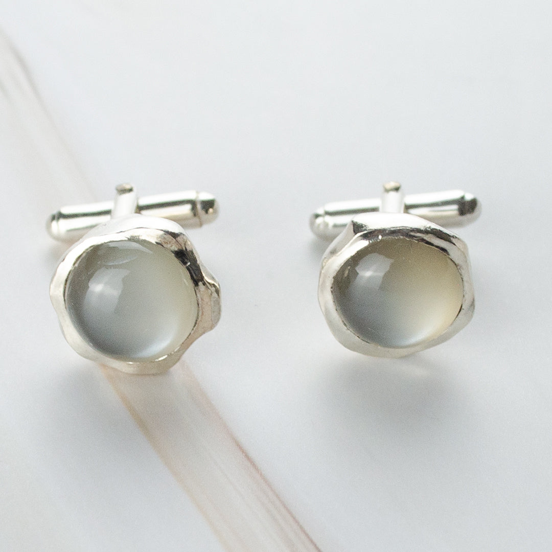 Silver cufflinks with moonstone cheapest