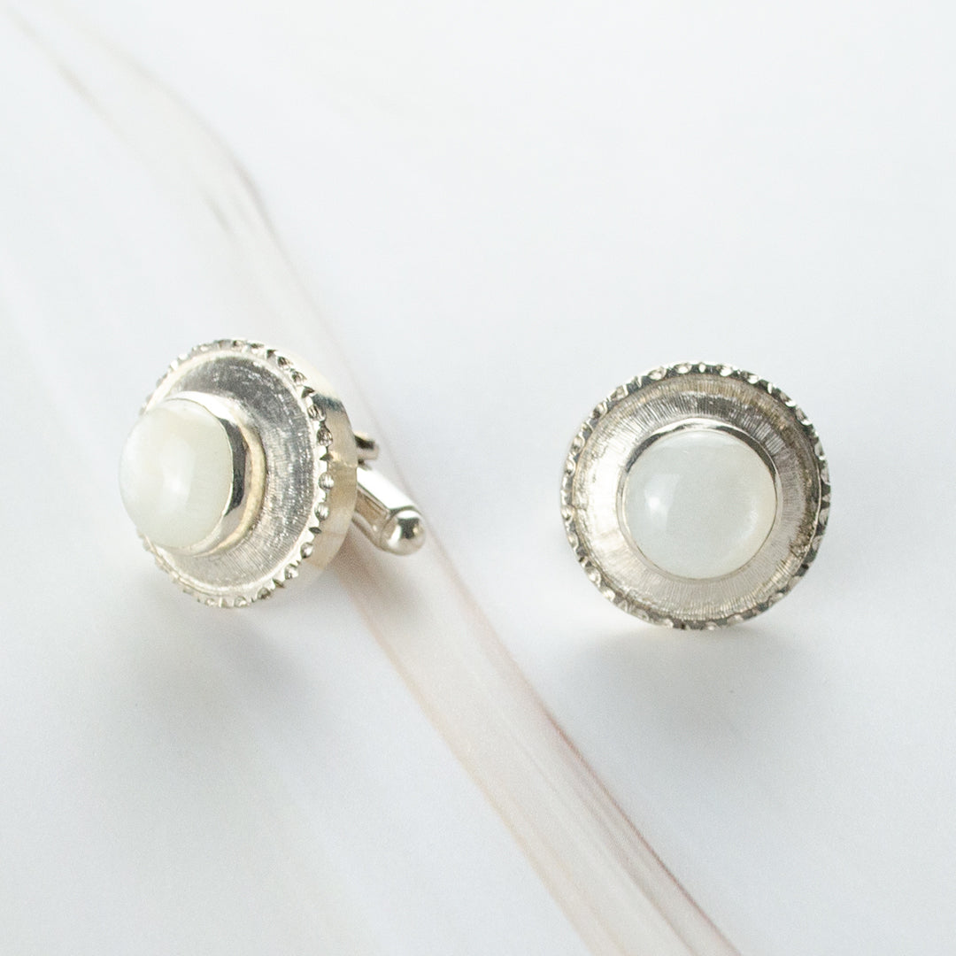 White Moonstone Silver Cufflinks