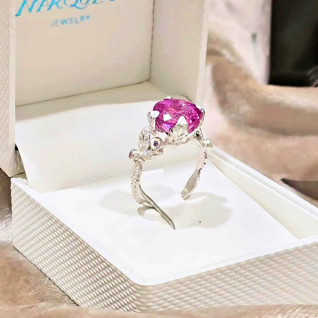Princess Nature Pink Tourmaline Silver Ring