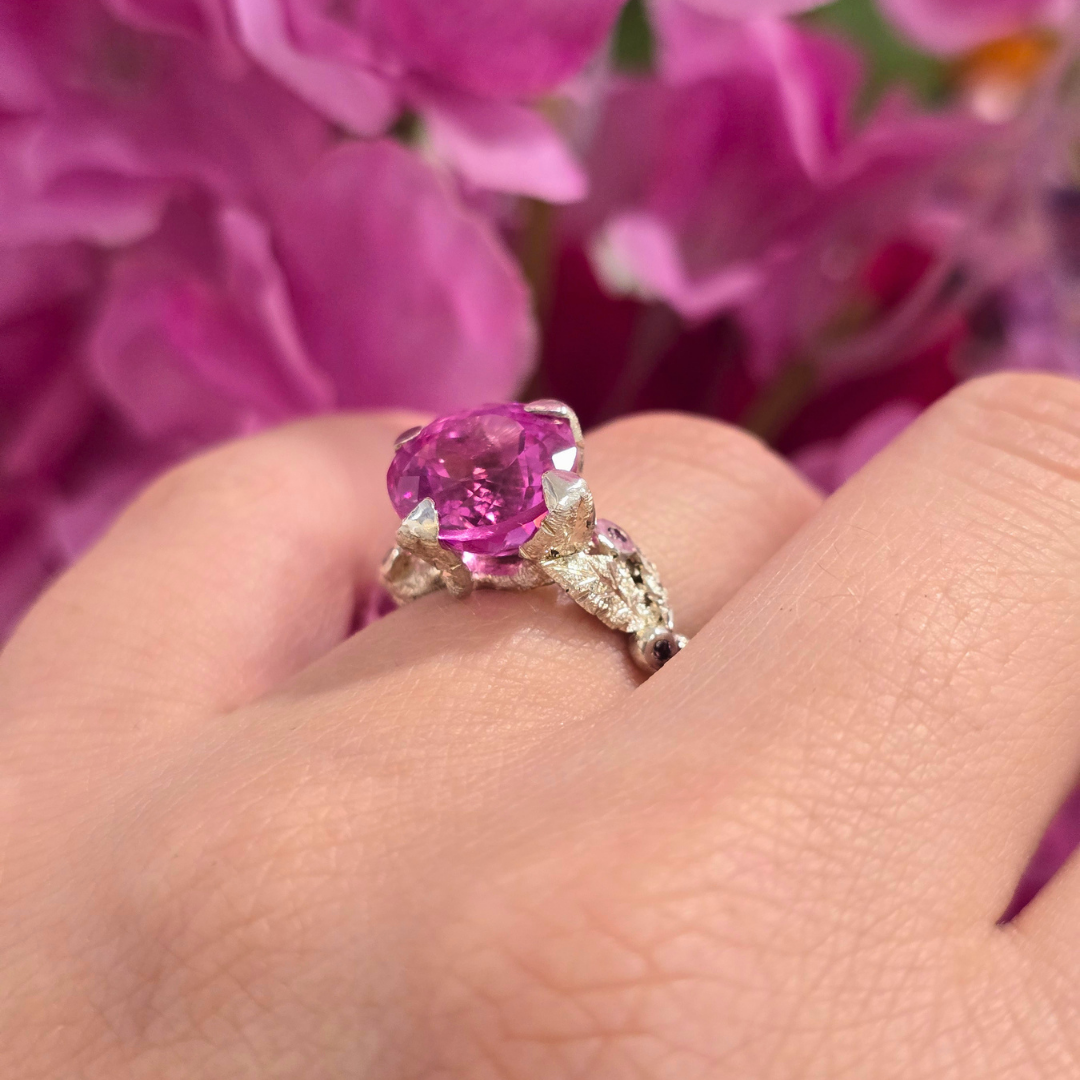 Princess Nature Pink Tourmaline Silver Ring