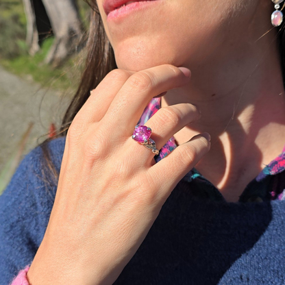 Princess Nature Pink Tourmaline Silver Ring