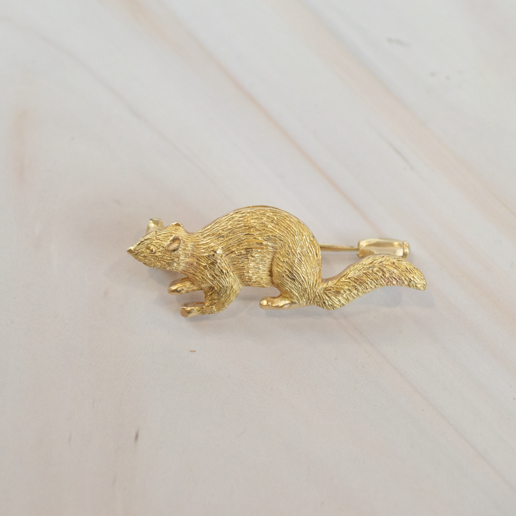 Gold Squirrel Brooch