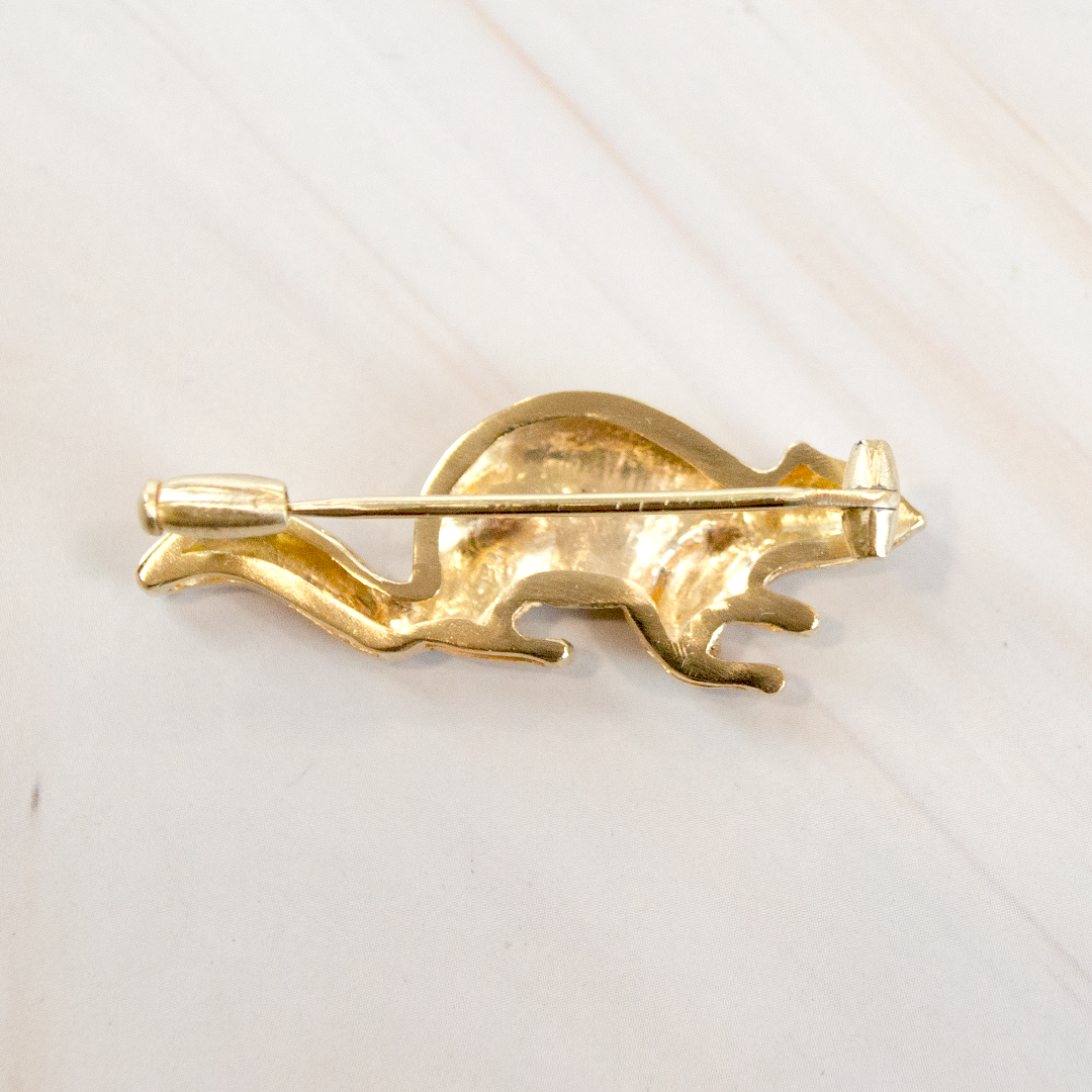 Gold Squirrel Brooch