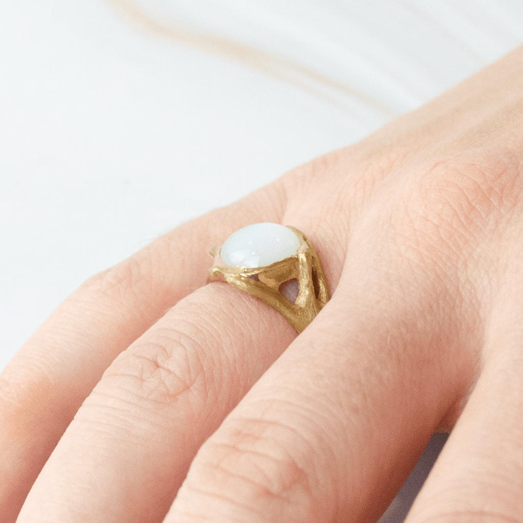 White Moonstone Ivy Ridge Silver Ring