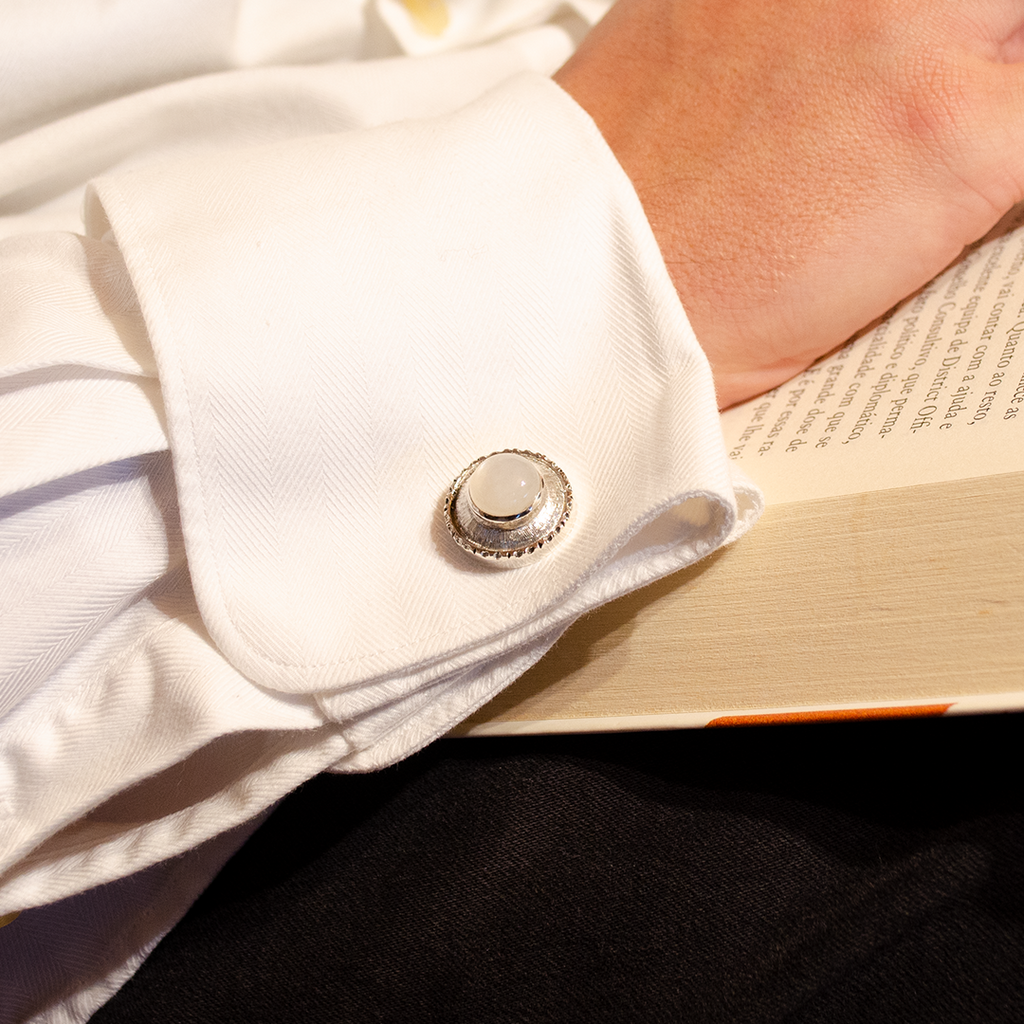 White Moonstone Silver Cufflinks