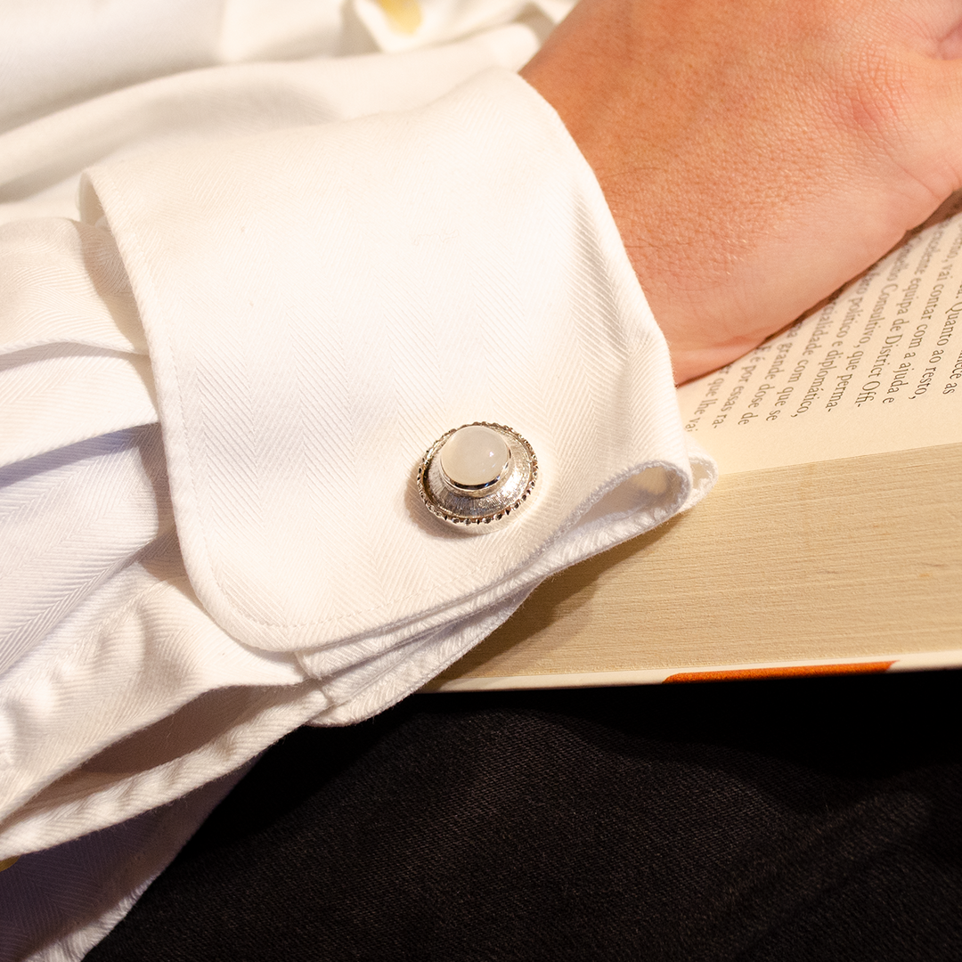 White Moonstone Silver Cufflinks