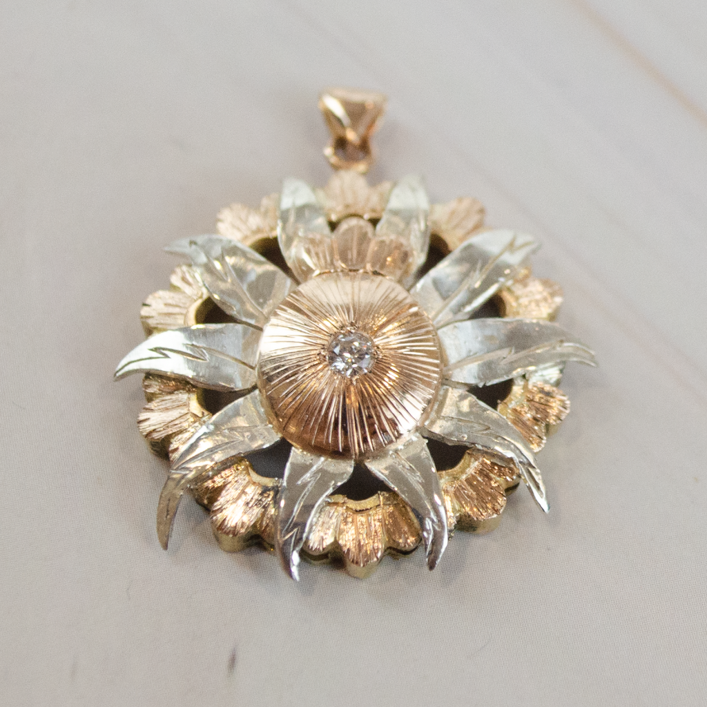 Flower Layer Gold and  Silver Necklace
