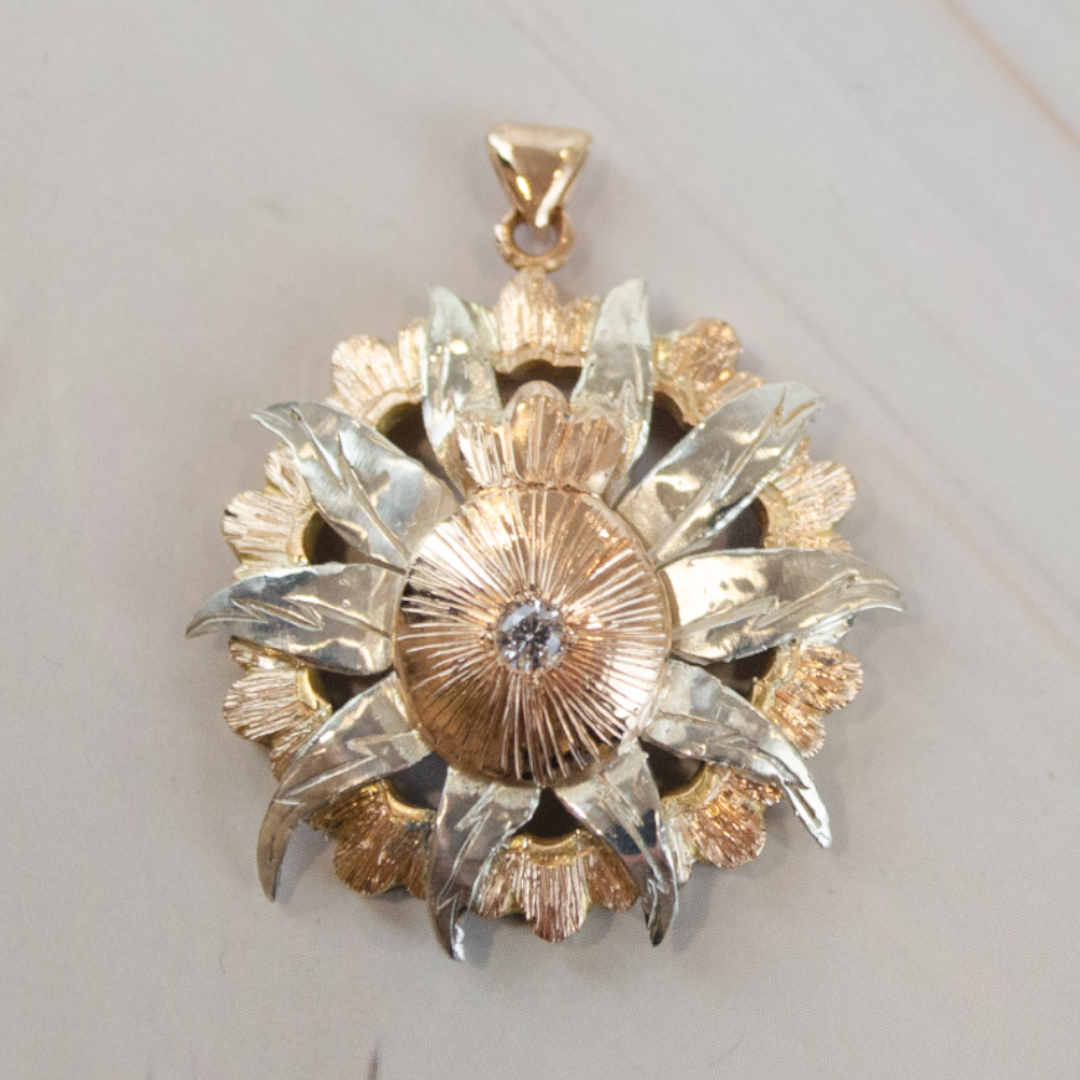 Flower Layer Gold and  Silver Necklace