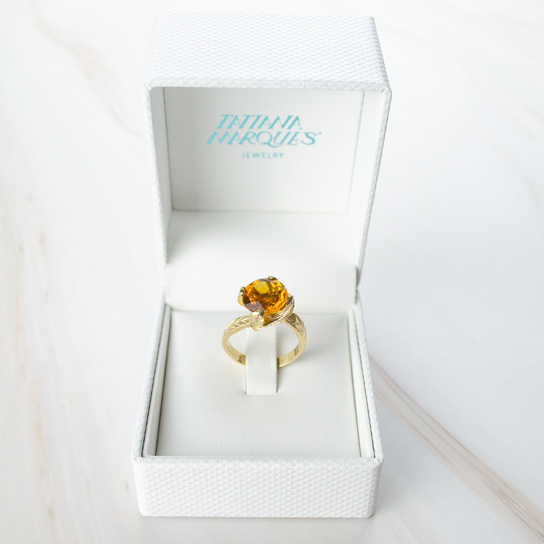 Anillo de Oro Amarillo con Topacio Imperial Princess Nature 