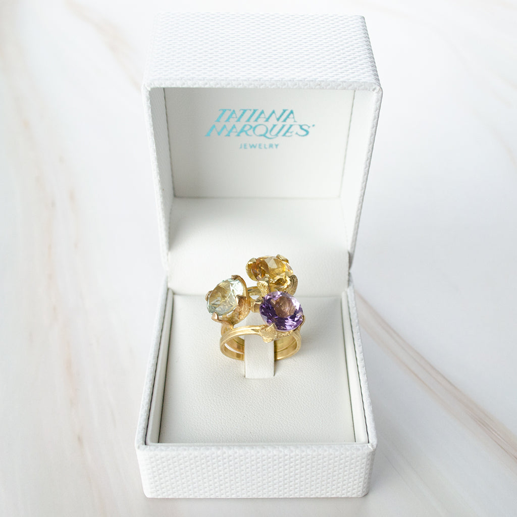Anillo Princesa Naturaleza Triple Oro 