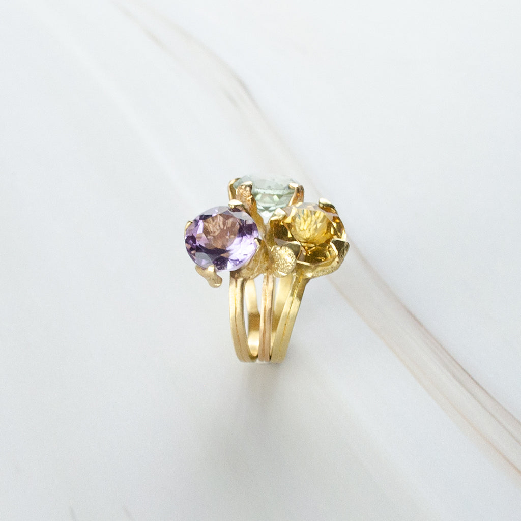 Anillo Princesa Naturaleza Triple Oro 