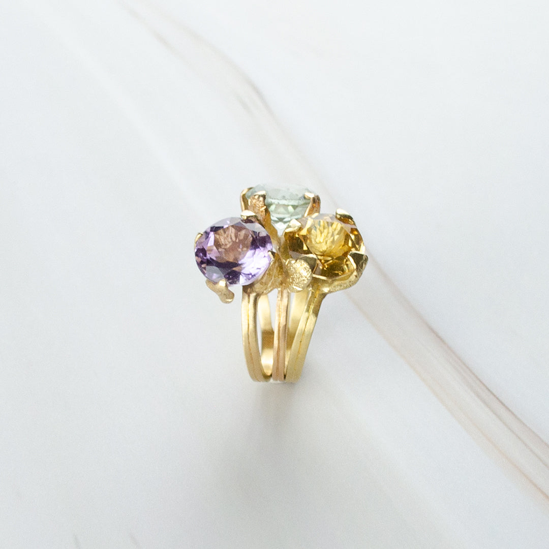 Anillo Princesa Naturaleza Triple Oro 