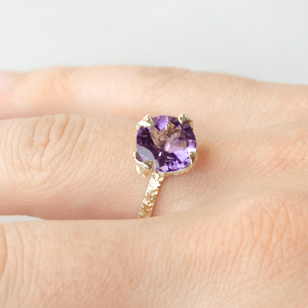 Anillo Princesa Naturaleza Amatista Oro Verde