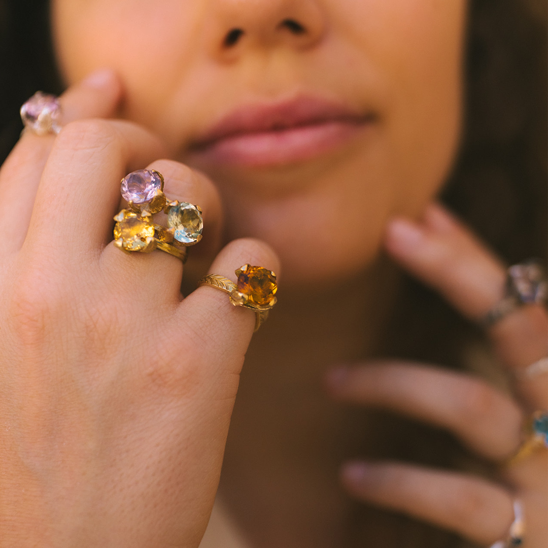 Anillo de Oro Amarillo con Topacio Imperial Princess Nature 