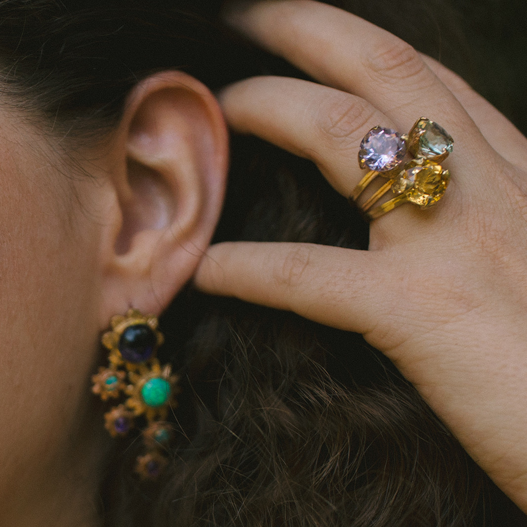 Anillo Princesa Naturaleza Triple Oro 