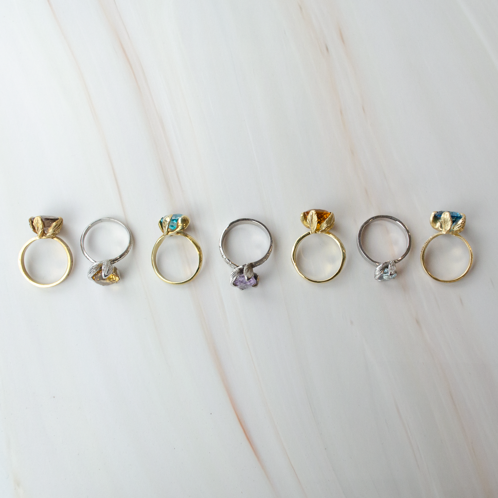 Anillo de Oro Amarillo con Topacio Azul Princess Nature 