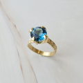Anillo de Oro Amarillo con Topacio Azul Princess Nature 