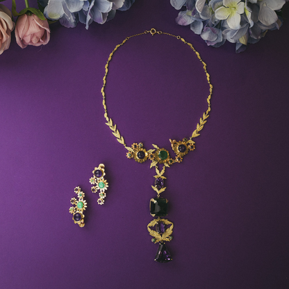Royal Blossom Jewelry Set | Earrings and Necklace
