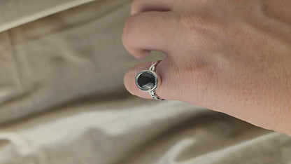 Starlight Black Star Sapphire Doublet Silver Ring