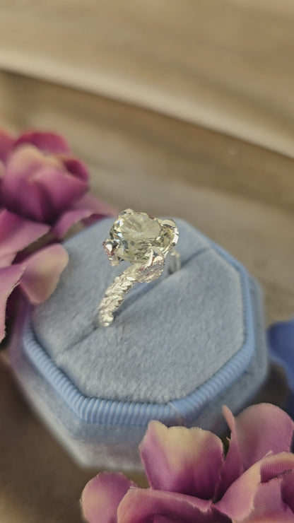 Princess Nature Green Amethyst Silver Ring