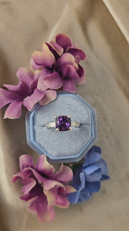 Dragon Queen Amethyst Engraved Silver Ring
