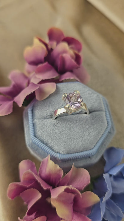 Princess Nature Amethyst Silver Ring